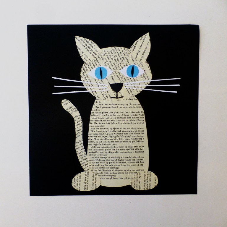 collage katt, avis, papir