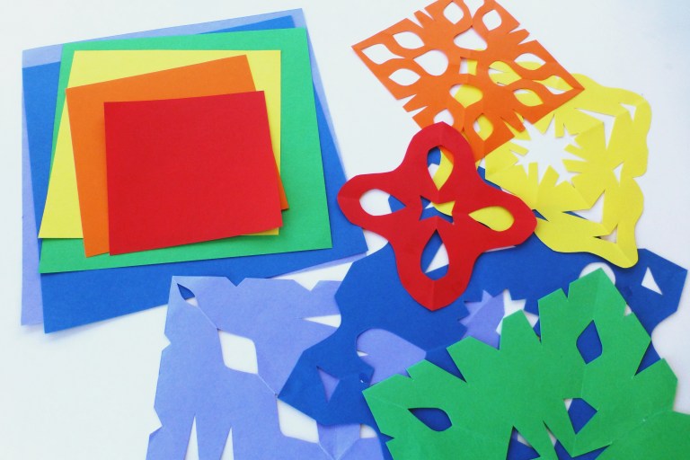 papir, regnbuefarger, klipp og lim