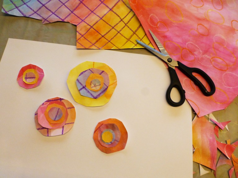 vannmaling, klipp og lim, sirkler, diy